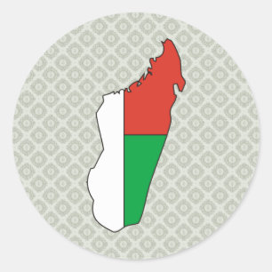 Adesivo Redondo Mapa da bandeira de Madagascar sem redução