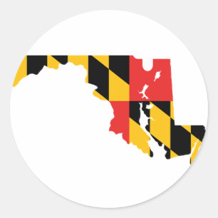 Adesivo Redondo Mapa da bandeira de Maryland
