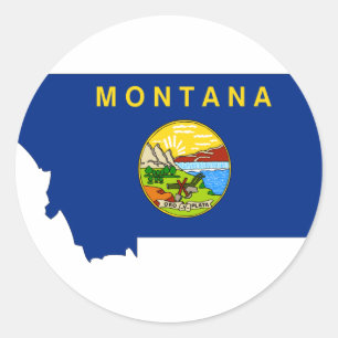 Adesivo Redondo Mapa da bandeira de Montana