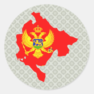 Adesivo Redondo Mapa da bandeira de Montenegro sem redução