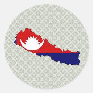 Adesivo Redondo Mapa da bandeira de Nepal sem redução
