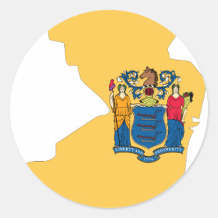 Adesivo Redondo Mapa da bandeira de New-jersey
