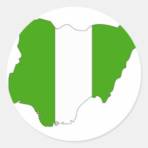 Adesivo Redondo Mapa da bandeira de Nigéria