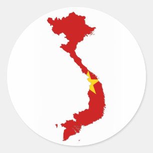 Adesivo Redondo mapa da bandeira de país de Vietnam