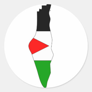 Adesivo Redondo Mapa da bandeira de Palestina