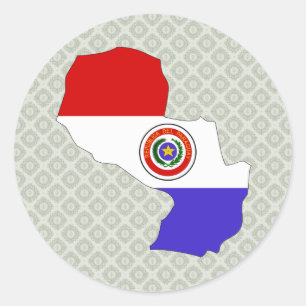 Adesivo Redondo Mapa da bandeira de Paraguai sem redução