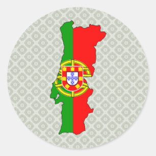 Adesivo Redondo Mapa da bandeira de Portugal sem redução