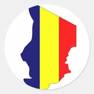 Adesivo Redondo Mapa da bandeira de República do Tchad