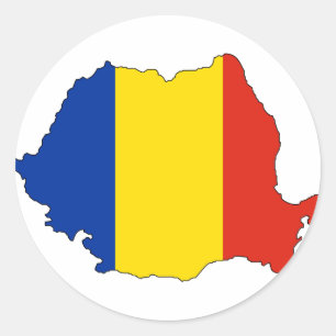 Adesivo Redondo Mapa da bandeira de Romania