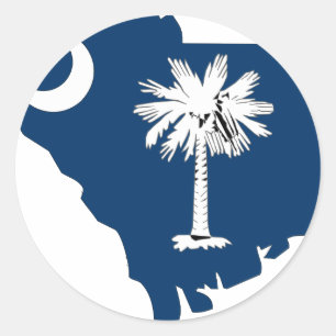 Adesivo Redondo Mapa da bandeira de South Carolina