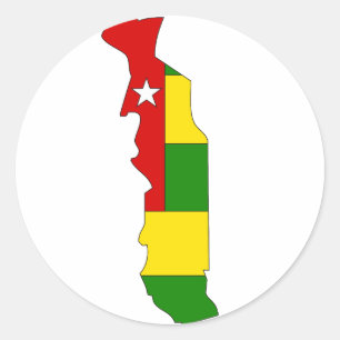 Adesivo Redondo Mapa da bandeira de Togo