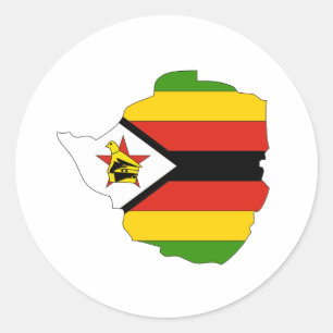 Adesivo Redondo Mapa da bandeira de Zimbabwe