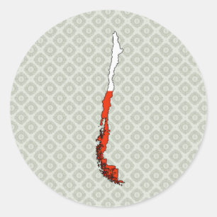 Adesivo Redondo Mapa da bandeira do Chile sem redução