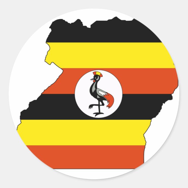 Adesivo Redondo Mapa da bandeira do Uganda (Frente)