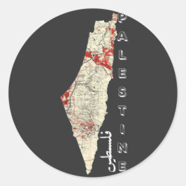 Adesivo Redondo mapa da caligrafia arábica da Palestina
