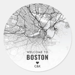 Adesivo Redondo Mapa da cidade de Boston | Boas-vindas