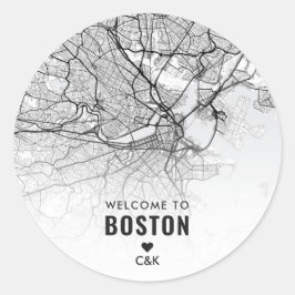Adesivo Redondo Mapa da cidade de Boston | Boas-vindas