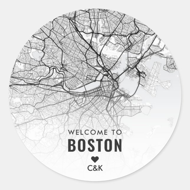 Adesivo Redondo Mapa da cidade de Boston | Boas-vindas