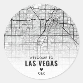 Adesivo Redondo Mapa da cidade de Las Vegas | Boas-vindas