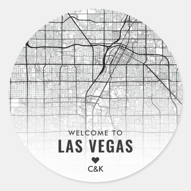 Adesivo Redondo Mapa da cidade de Las Vegas | Boas-vindas (Frente)