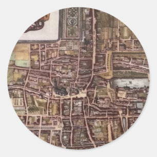 Adesivo Redondo Mapa da cidade de réplica de Haia 1649