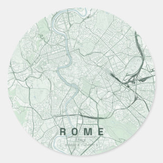 Adesivo Redondo Mapa da Cidade de Roma Itália Design Minimalista