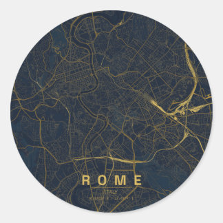 Adesivo Redondo Mapa da Cidade de Roma Itália Design Minimalista