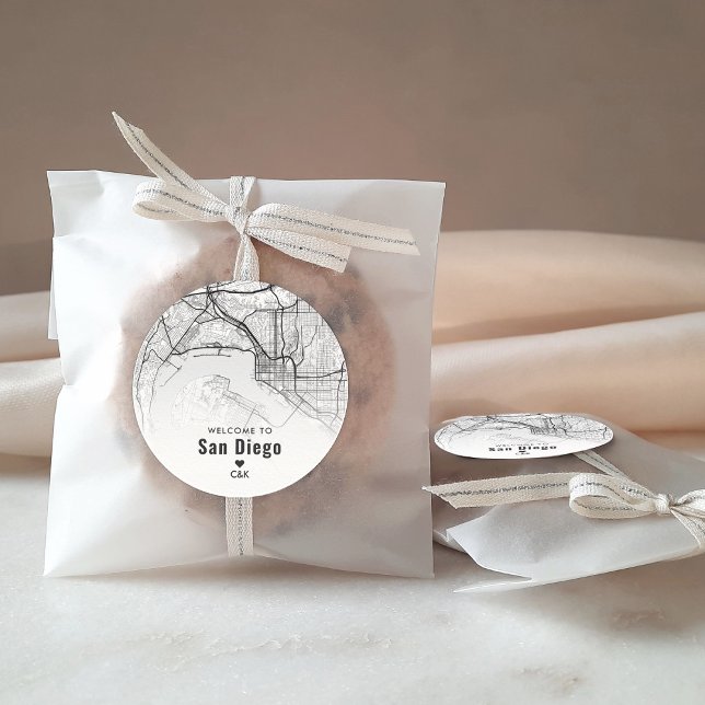 Adesivo Redondo Mapa da cidade de San Diego | Boas-vindas (Criador carregado)