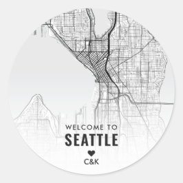 Adesivo Redondo Mapa da cidade de Seattle | Boas-vindas