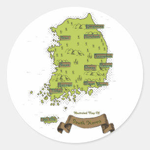 Adesivo Redondo Mapa da Coreia do Sul