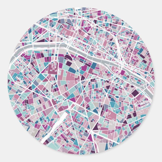 Adesivo Redondo Mapa da França de Paris (Frente)