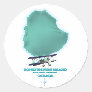 Adesivo Redondo Mapa da Ilha Bonaventure Canadá