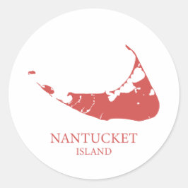 Adesivo Redondo Mapa da Ilha Nantucket nantucket vermelho