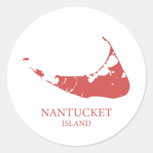 Adesivo Redondo Mapa da Ilha Nantucket nantucket vermelho