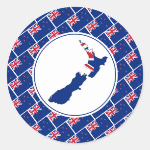 Adesivo Redondo Mapa da NOVA ZEALAND Na moda Aotearoa