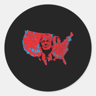 Adesivo Redondo Mapa Da Onda Vermelha Dos Eua Na Presidência Trump