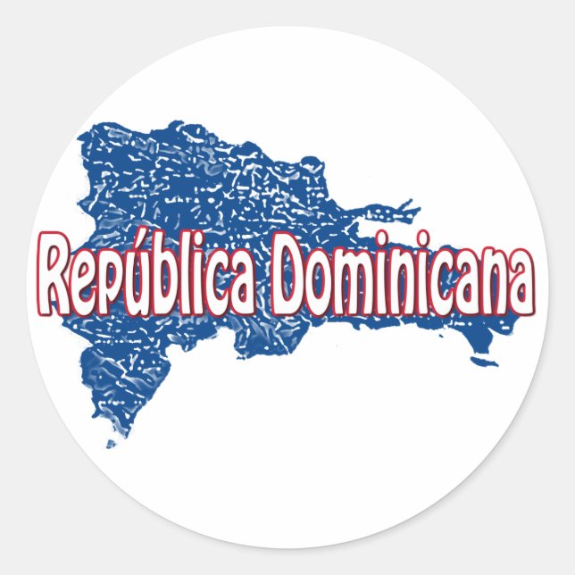 Adesivo Redondo Mapa da República Dominicana (Frente)