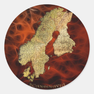 Adesivo Redondo Mapa da série SCANDINAVIA Sticker
