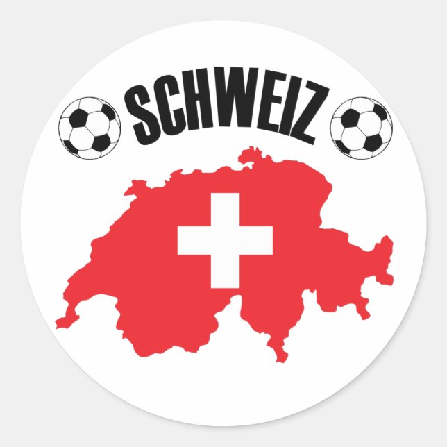 Adesivo Redondo Mapa da Suiça do Futebol Schweiz (Frente)