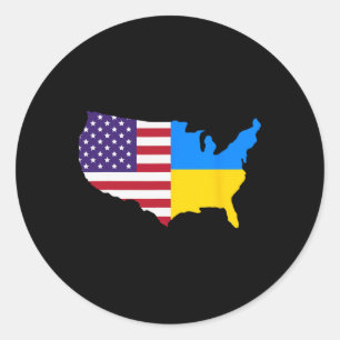 Adesivo Redondo Mapa da Ucrânia EUA Bandeira ucraniana América Ucr