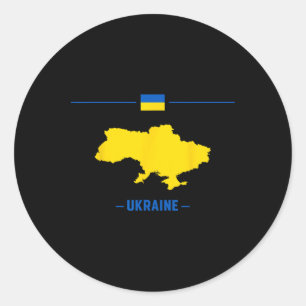 Adesivo Redondo Mapa da Ucrânia Isolado com Bandeira e Nome da