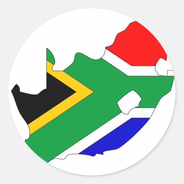 Adesivo Redondo Mapa de bandeira da África do Sul (Frente)
