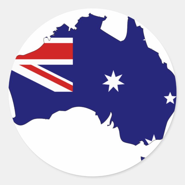 Adesivo Redondo Mapa de bandeira da Austrália (Frente)