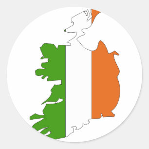Adesivo Redondo Mapa de bandeira da Irlanda