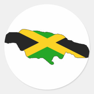Adesivo Redondo mapa de bandeira da Jamaica