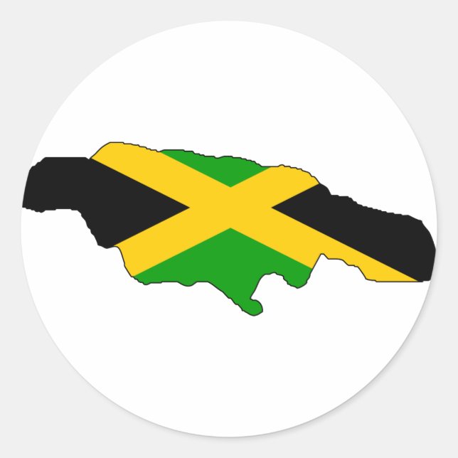 Adesivo Redondo mapa de bandeira da Jamaica (Frente)