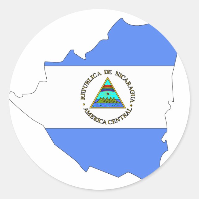 Adesivo Redondo Mapa de bandeira da Nicarágua (Frente)