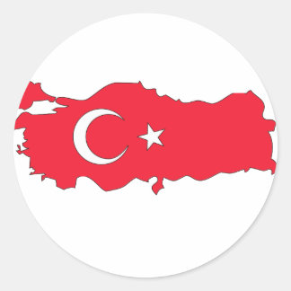 Adesivo Redondo Mapa de bandeira da Turquia