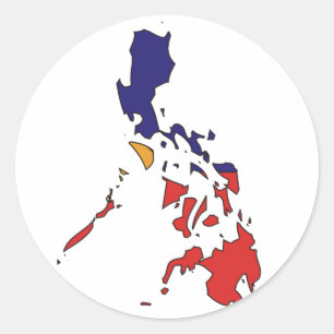 Adesivo Redondo Mapa de bandeira das Filipinas