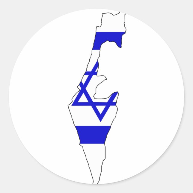 Adesivo Redondo Mapa de bandeira de Israel (Frente)